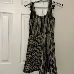 Aqua brand black and gold mini skater party dress